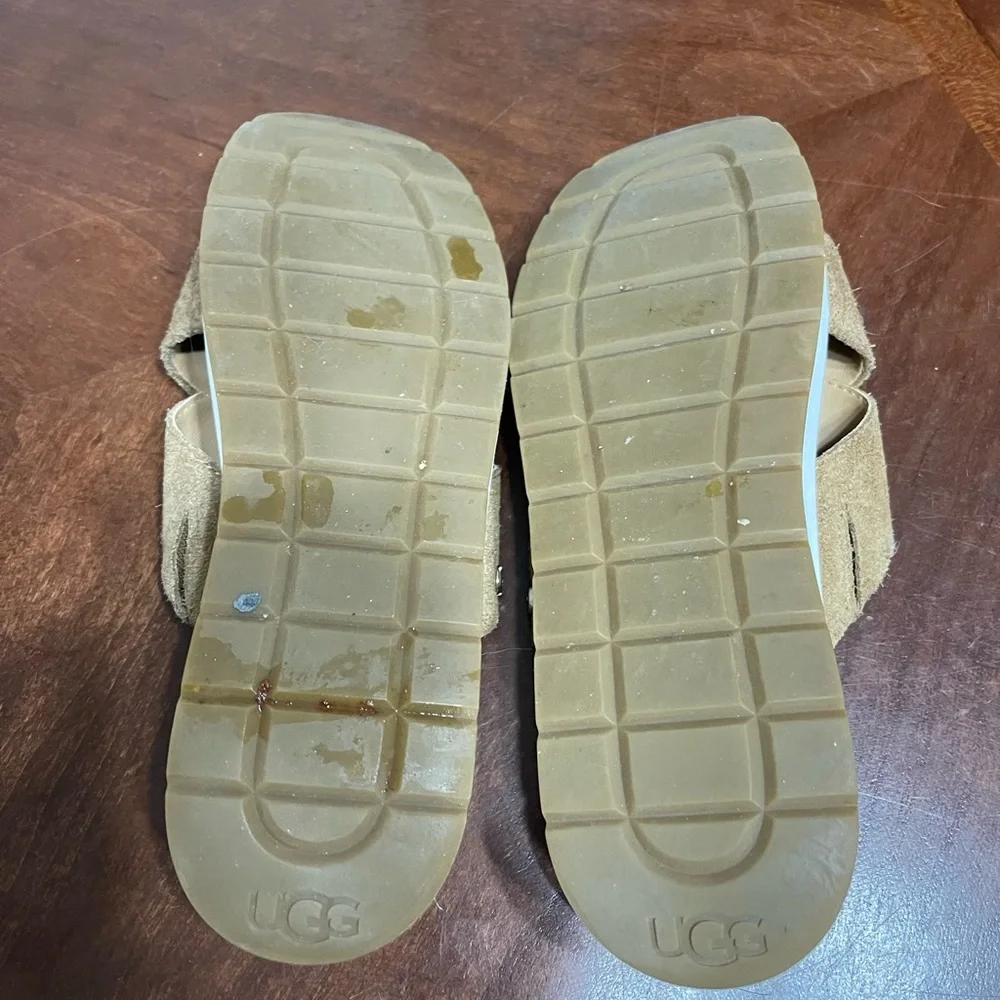 UGG Tan Suede Crisscross Slide Sandals - Picture 8 of 10